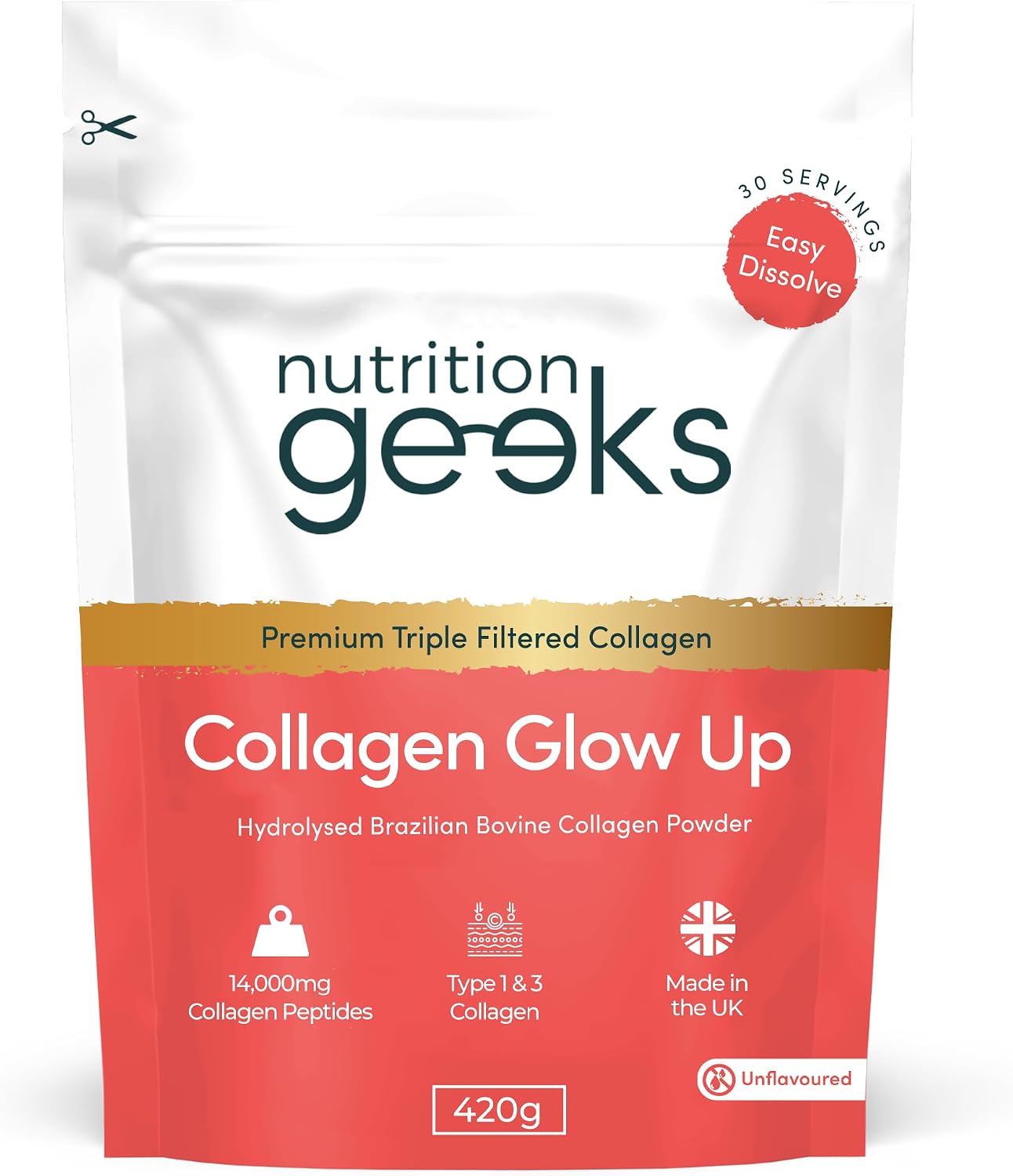 Collagen Glow Up Powder - 420g (30 Servings), Collagen Supplements for Women & Men