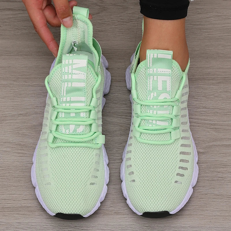 Sapatos esportivos de plataforma feminina com design moderno e respirável sapatos confortáveis ao ar livre caminhadas sapatos casuais