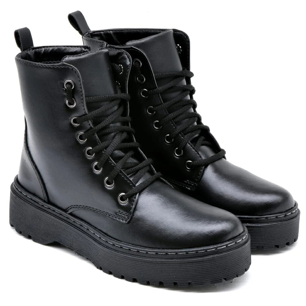 Coturno Blogueira Feminino Cano Médio GuGi Bota Confortável Sem Salto 202-GG