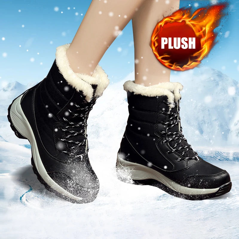 Ankel botas para mulheres inverno ao ar livre botas de neve quentes plataforma grossa impermeável antiderrapante sapatos quentes mulher botas plus size casual