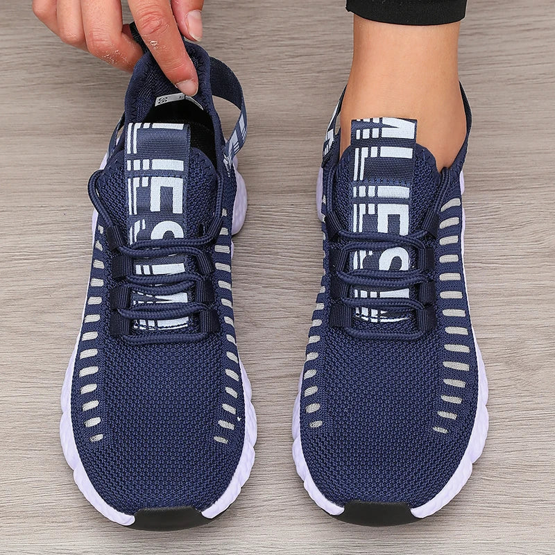 Sapatos esportivos de plataforma feminina com design moderno e respirável sapatos confortáveis ao ar livre caminhadas sapatos casuais