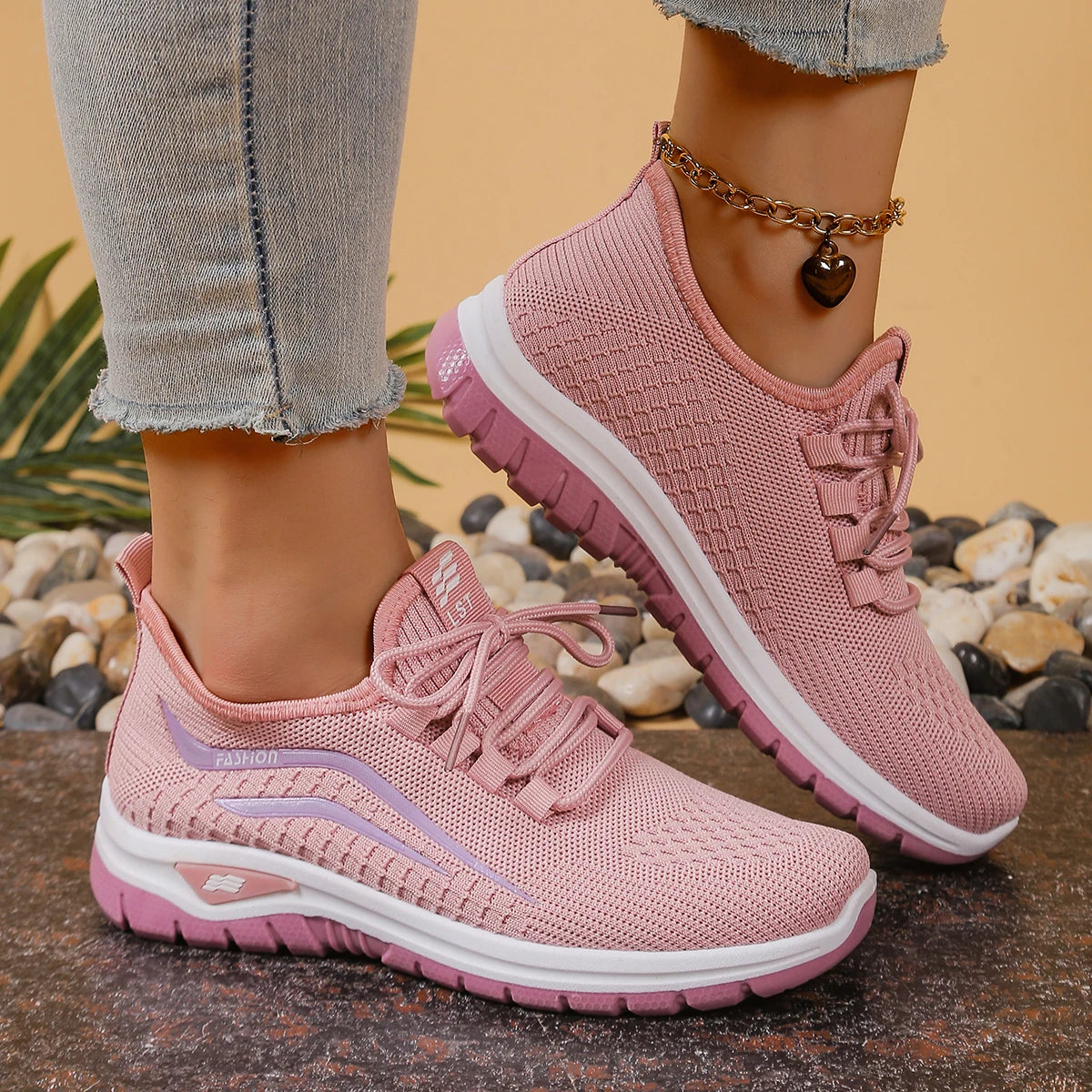 Sapatos femininos, solas macias, pés não cansados, tênis de verão, sapatos plataforma, tecelagem voadora, tênis femininos respiráveis
