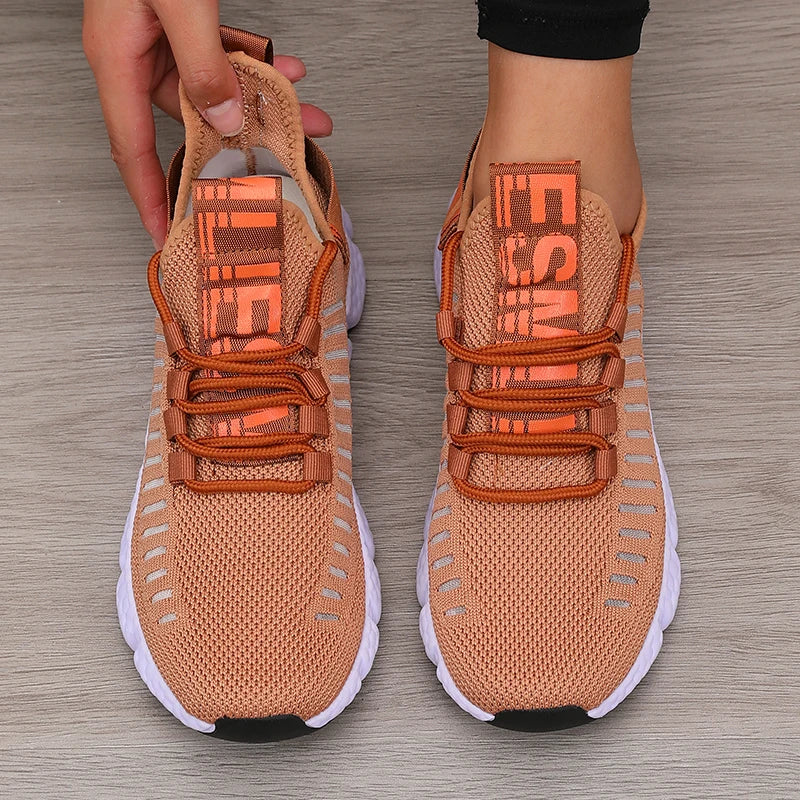 Sapatos esportivos de plataforma feminina com design moderno e respirável sapatos confortáveis ao ar livre caminhadas sapatos casuais