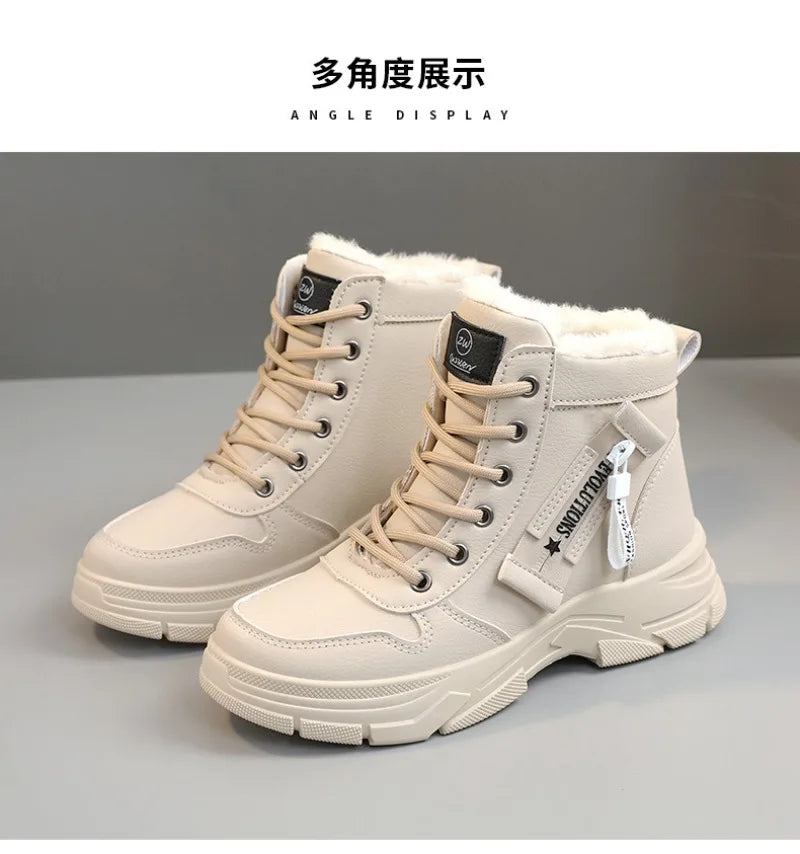 Botas femininas 2024 moda inverno à prova dwaterproof água altura aumentada botas de neve quente mais alta superior algodão sapatos plataforma esportes tornozelo botas