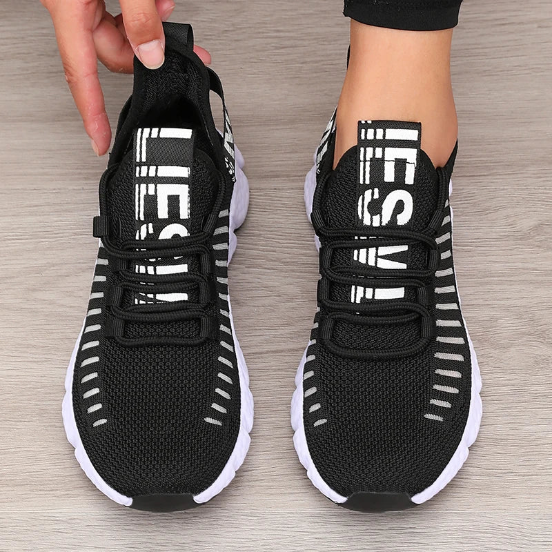 Sapatos esportivos de plataforma feminina com design moderno e respirável sapatos confortáveis ao ar livre caminhadas sapatos casuais