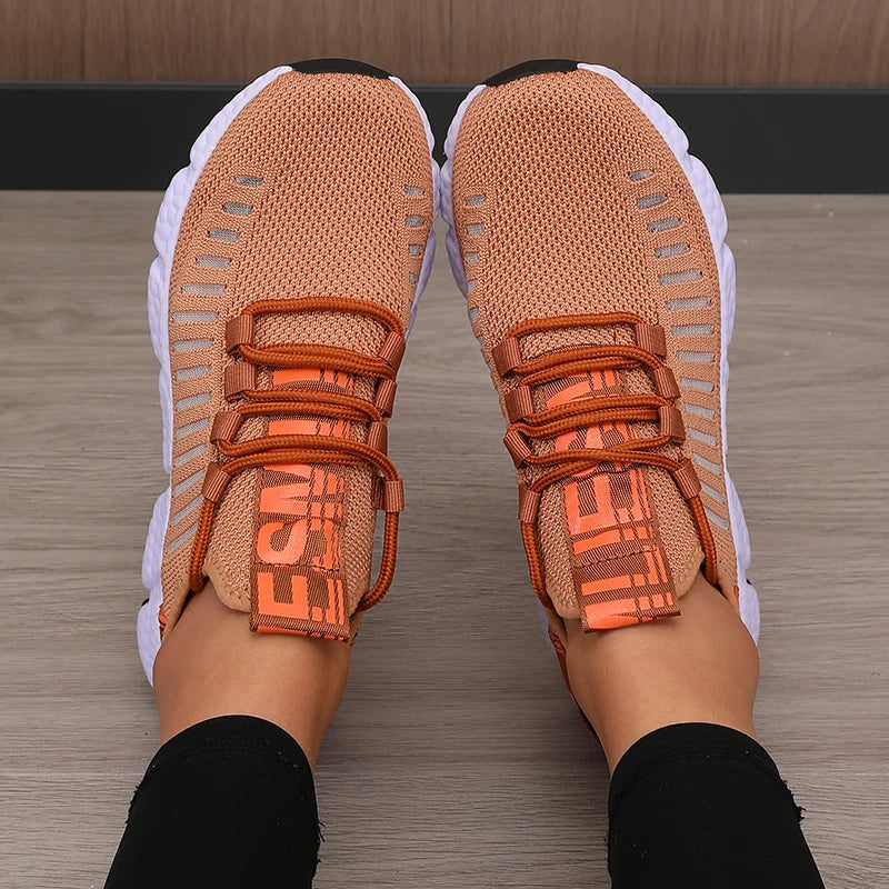 Sapatos esportivos de plataforma feminina com design moderno e respirável sapatos confortáveis ao ar livre caminhadas sapatos casuais