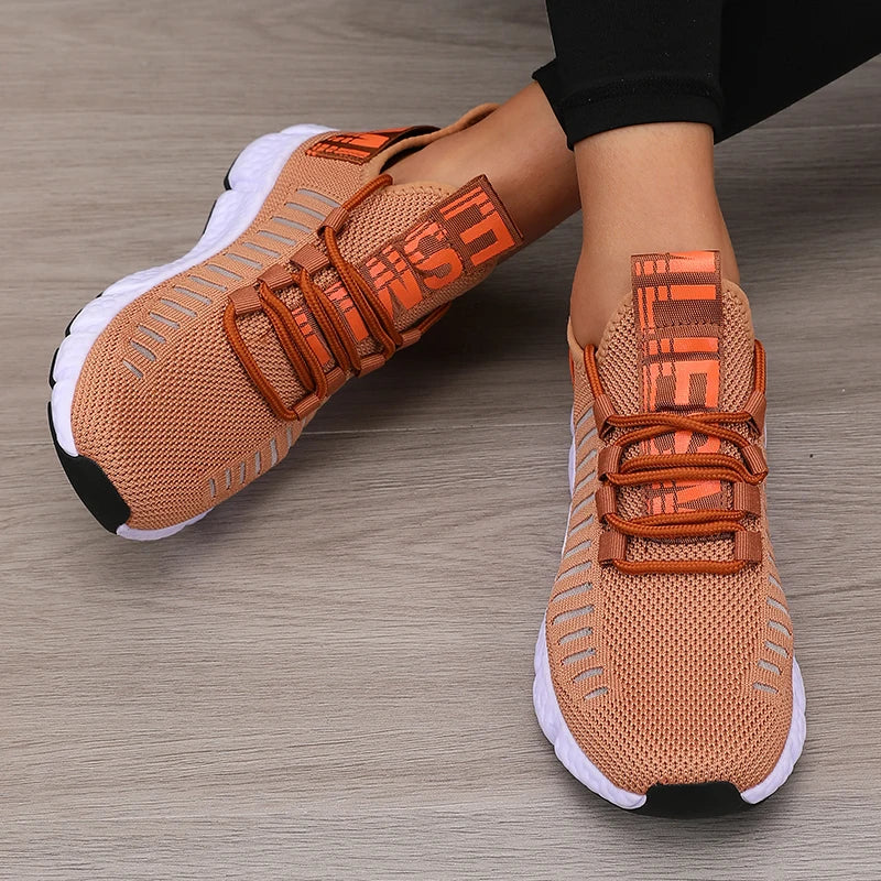 Sapatos esportivos de plataforma feminina com design moderno e respirável sapatos confortáveis ao ar livre caminhadas sapatos casuais