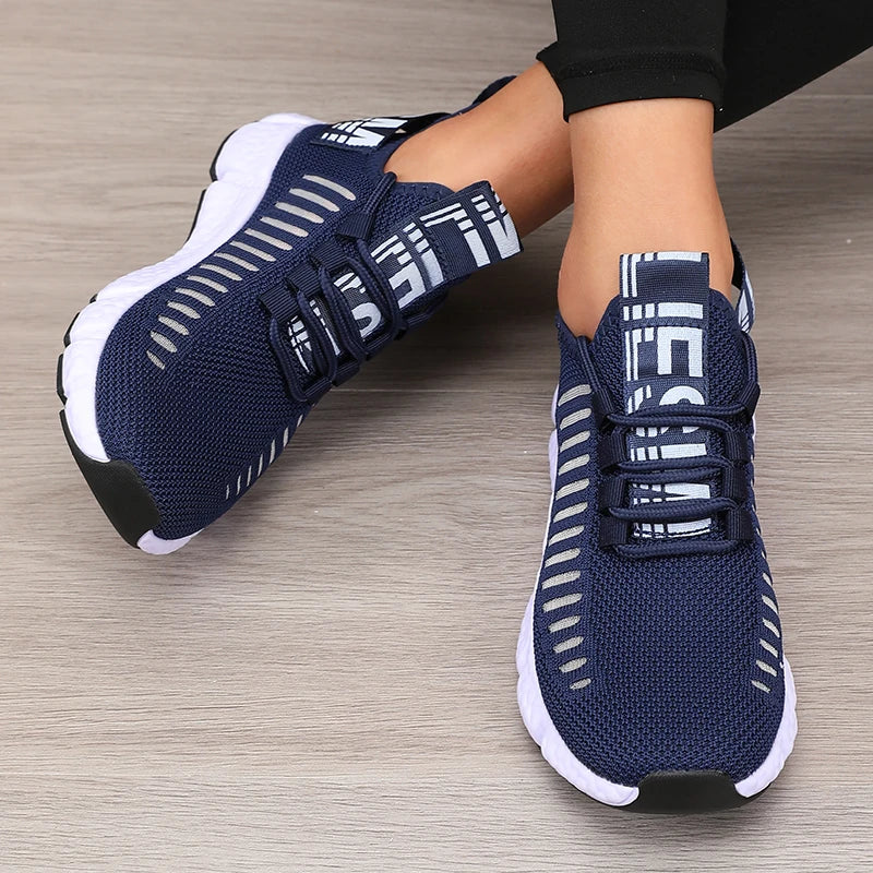 Sapatos esportivos de plataforma feminina com design moderno e respirável sapatos confortáveis ao ar livre caminhadas sapatos casuais