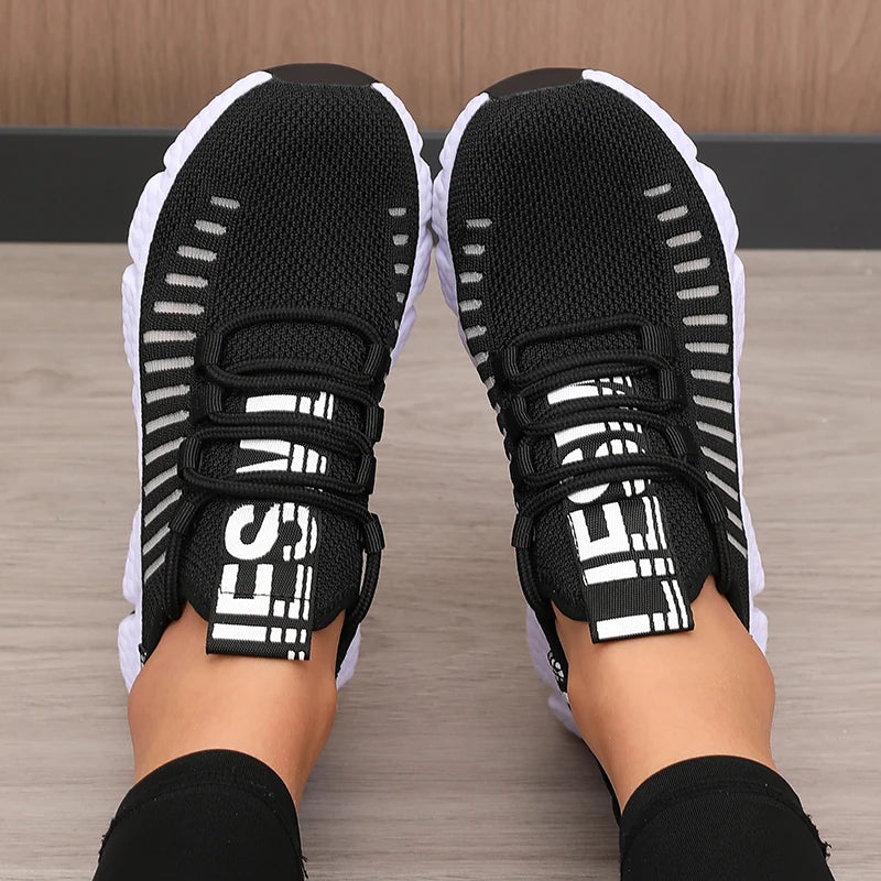Sapatos esportivos de plataforma feminina com design moderno e respirável sapatos confortáveis ao ar livre caminhadas sapatos casuais