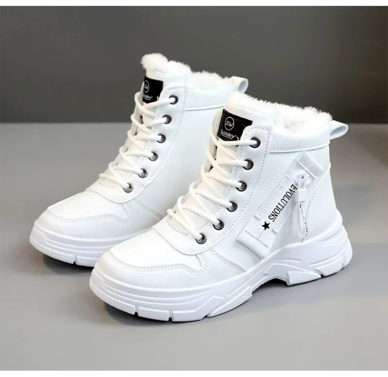 Botas femininas 2024 moda inverno à prova dwaterproof água altura aumentada botas de neve quente mais alta superior algodão sapatos plataforma esportes tornozelo botas