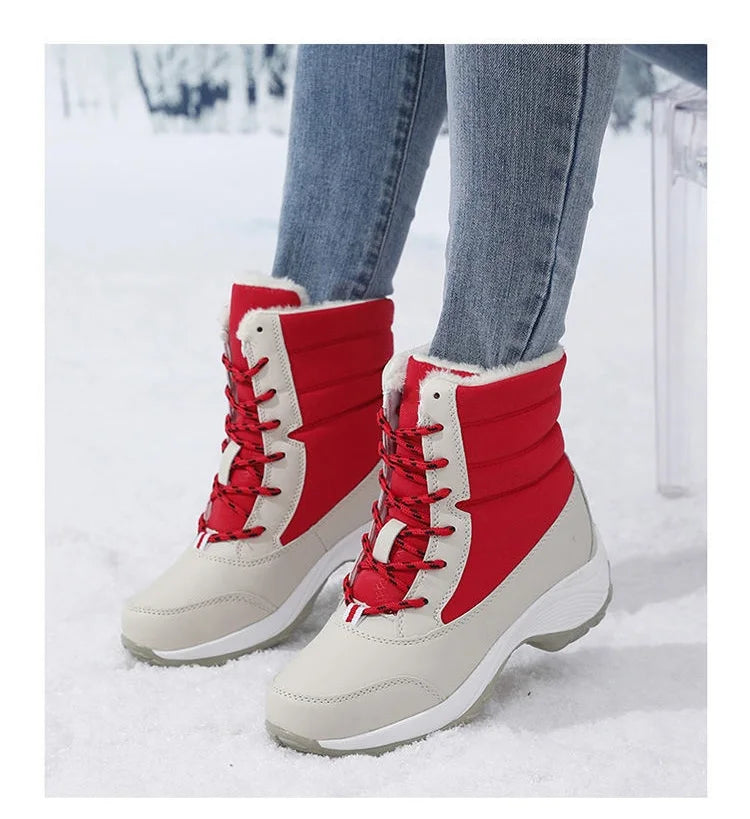 Ankel botas para mulheres inverno ao ar livre botas de neve quentes plataforma grossa impermeável antiderrapante sapatos quentes mulher botas plus size casual
