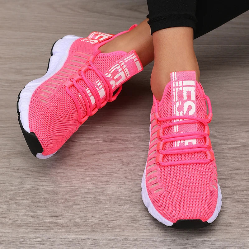 Sapatos esportivos de plataforma feminina com design moderno e respirável sapatos confortáveis ao ar livre caminhadas sapatos casuais