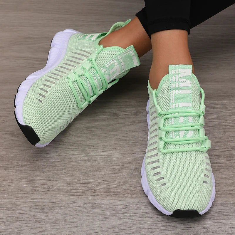 Sapatos esportivos de plataforma feminina com design moderno e respirável sapatos confortáveis ao ar livre caminhadas sapatos casuais