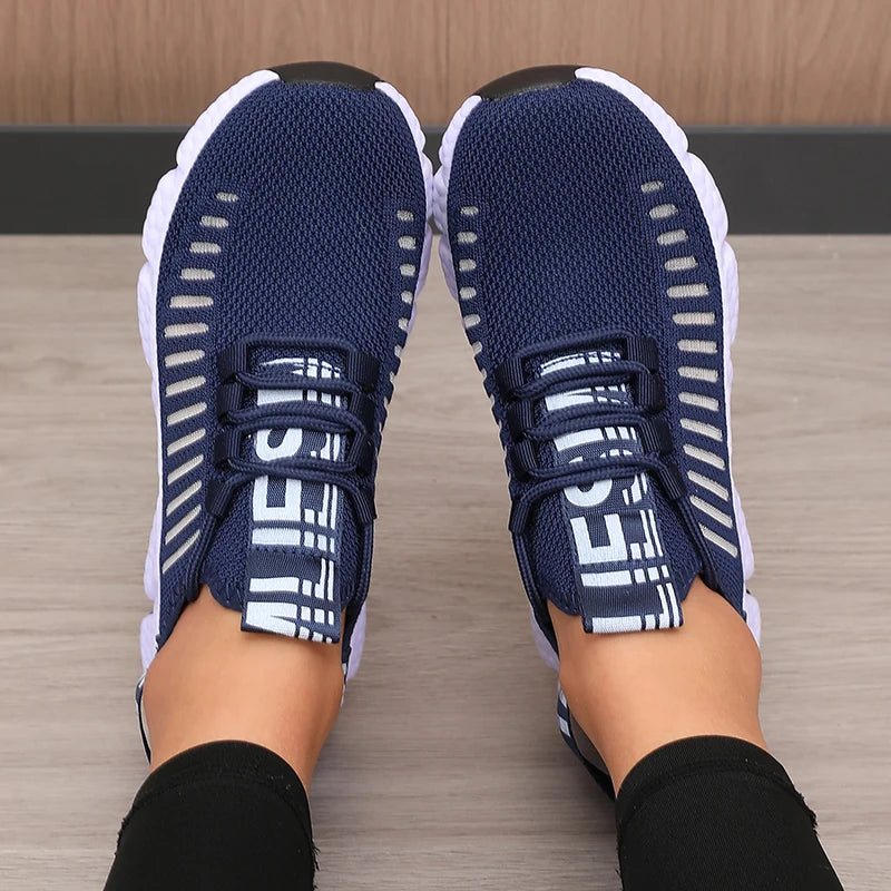 Sapatos esportivos de plataforma feminina com design moderno e respirável sapatos confortáveis ao ar livre caminhadas sapatos casuais