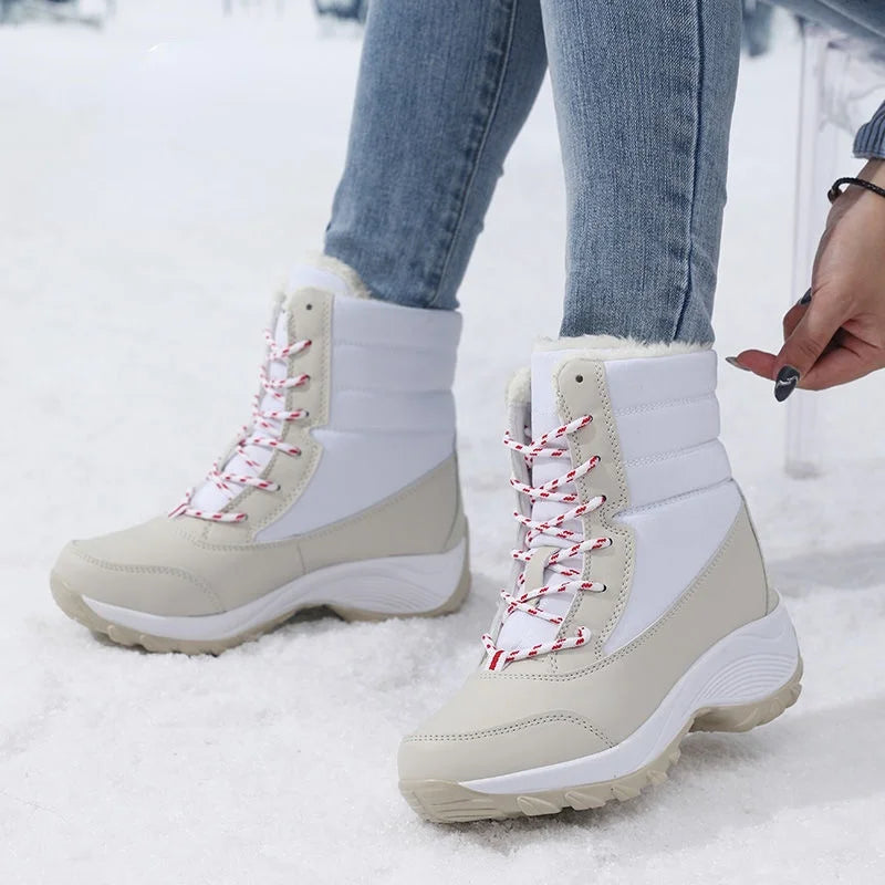Ankel botas para mulheres inverno ao ar livre botas de neve quentes plataforma grossa impermeável antiderrapante sapatos quentes mulher botas plus size casual