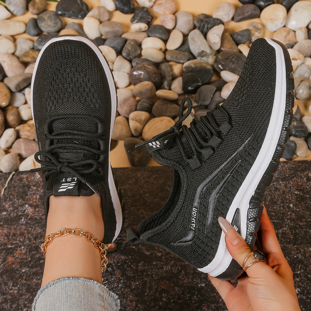 Sapatos femininos, solas macias, pés não cansados, tênis de verão, sapatos plataforma, tecelagem voadora, tênis femininos respiráveis