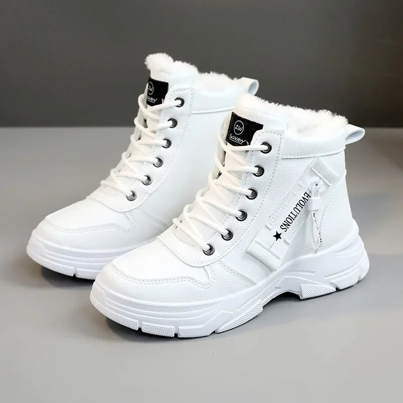 Botas femininas 2024 moda inverno à prova dwaterproof água altura aumentada botas de neve quente mais alta superior algodão sapatos plataforma esportes tornozelo botas